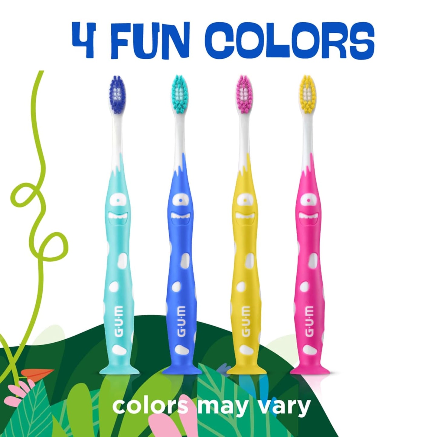 Monsterz Jr Kids’ Toothbrush, Soft Bristled Children’S Toothbrush with Suction Cup, for Ages 5+, 1Ct (6Pk)