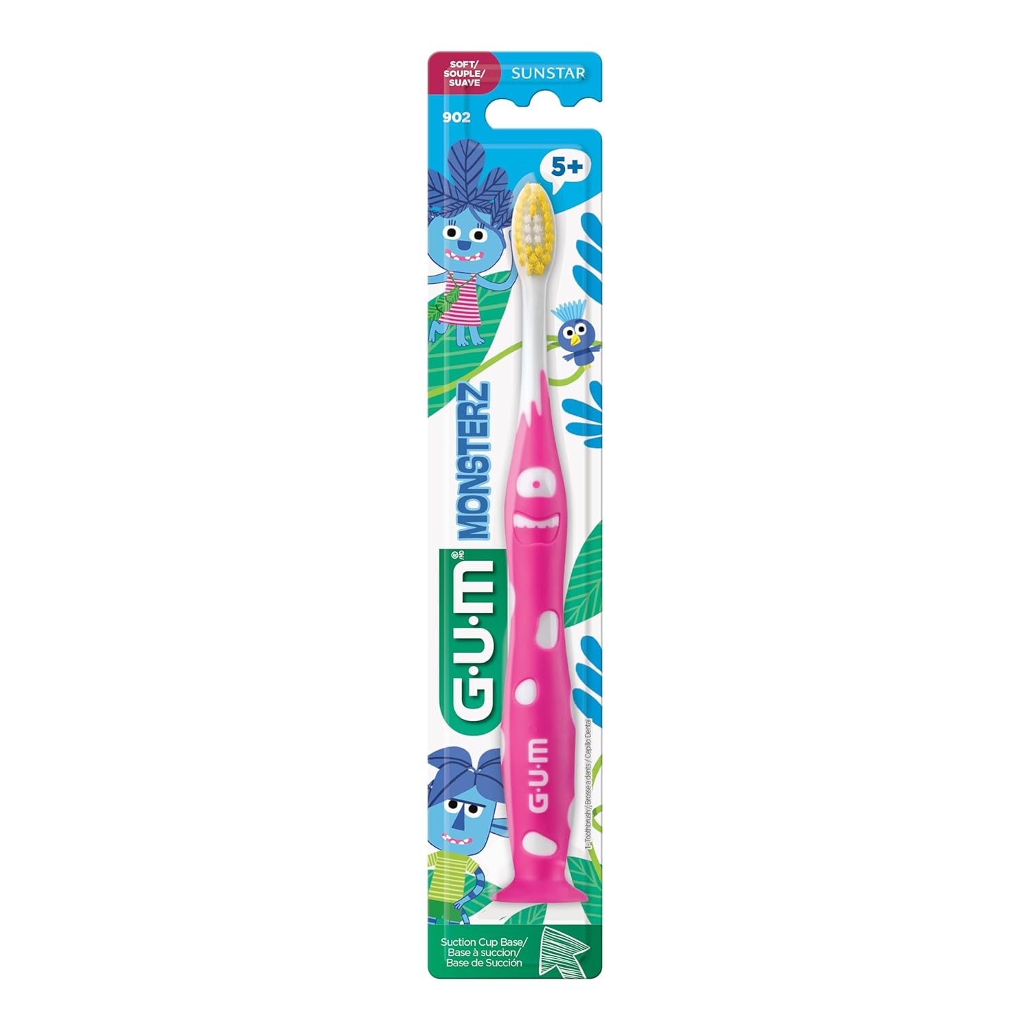 Monsterz Jr Kids’ Toothbrush, Soft Bristled Children’S Toothbrush with Suction Cup, for Ages 5+, 1Ct (6Pk)